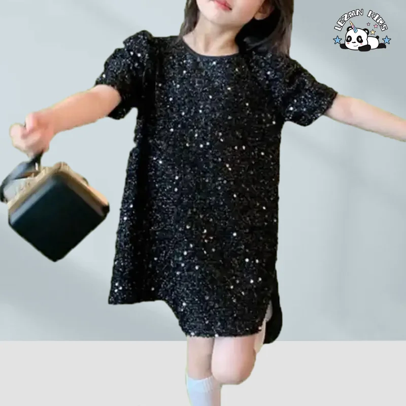 LEZONKIDS - 2024 ODM OEM Spring Summer Kids Birthday Party Dress Teen Girl Sequin Dress for 3 to 12T Girls